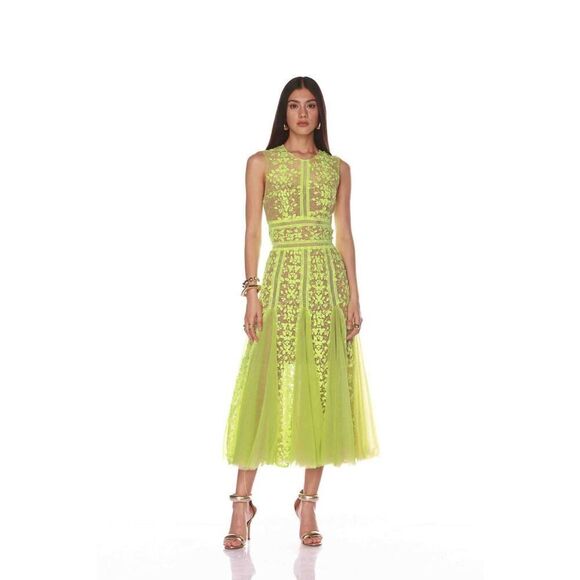 bronx and banco megan lime midi dress XS - Picture 1 of 8